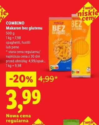 Makaron bez glutenu fusilli Combino promocja w Lidl