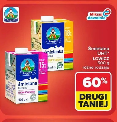 Śmietanka UHT Łowicz 15% promocja w Carrefour