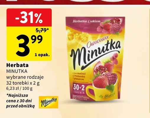 Herbata owocowa Minutka promocja w Intermarche
