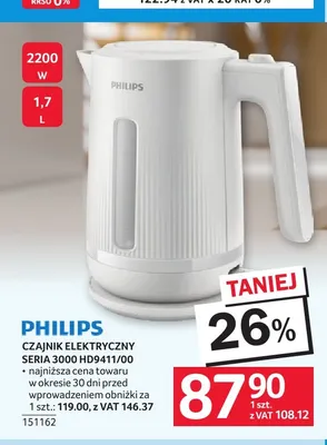 Czajnik elektryczny Philips Seria 3000 promocja w Selgros