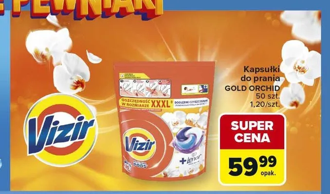 Kapsułki do prania Vizir PODS Gold Orchid promocja w Carrefour Market