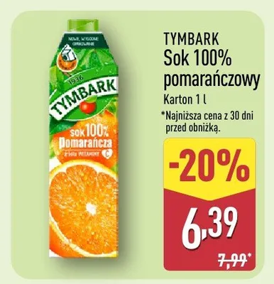 Sok 100% pomarańczowy Karton promocja w Aldi