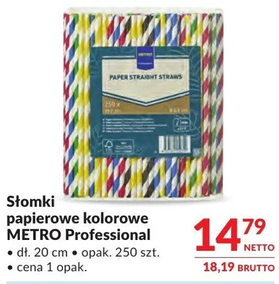 Słomki papierowe kolorowe METRO Professional promocja w Makro