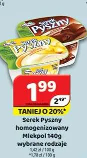 Serek homogenizowany Pyszny Mlekpol promocja w Delfin