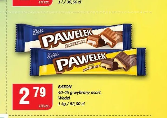 Baton Pawełek o smaku adwokata E.Wedel promocja w Chorten