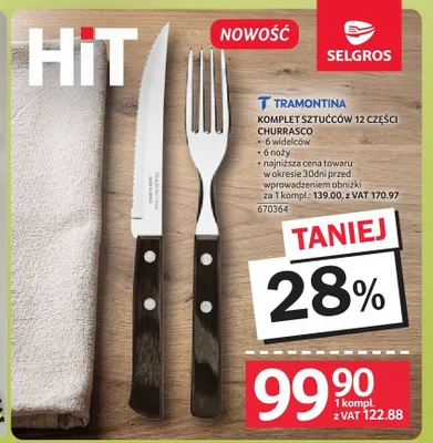 Komplet sztućców 12 części Tramontina Churrasco promocja w Selgros