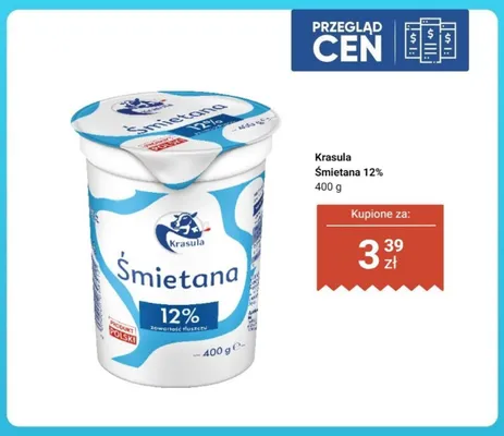 Śmietana Krasula 12% promocja w Dino