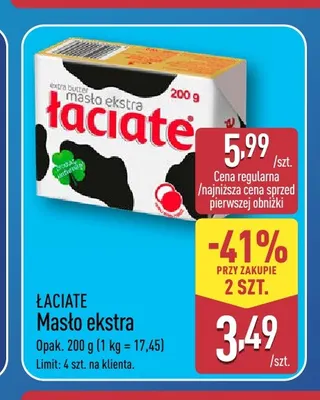Masło ekstra Łaciate promocja w Aldi