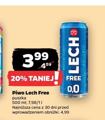 Piwo bezalkoholowe Lech Free puszka promocja w Netto