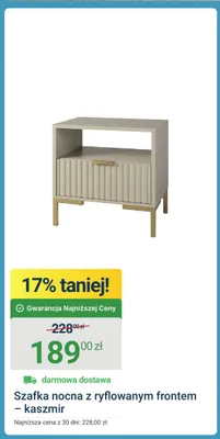 Szafka nocna z ryflowanym frontem kaszmir promocja w ERLI