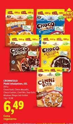 Płatki śniadaniowe XXL Cinni Bits Crownfield promocja w Lidl