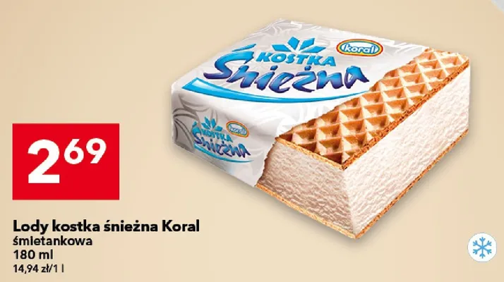 Lody kostka śnieżna śmietankowa promocja w LEWIATAN