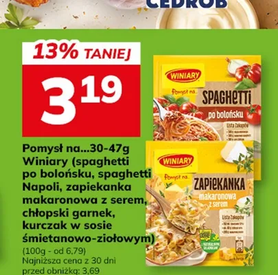 Pomysł na spaghetti po bolońsku Winiary promocja w Hitpol