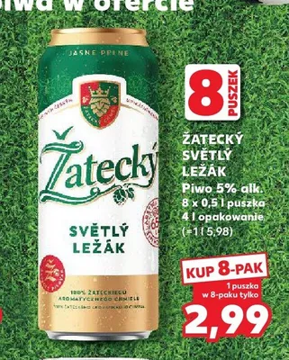 Piwo Žatecký Světlý Ležák 8-pak 500 ml promocja w Kaufland