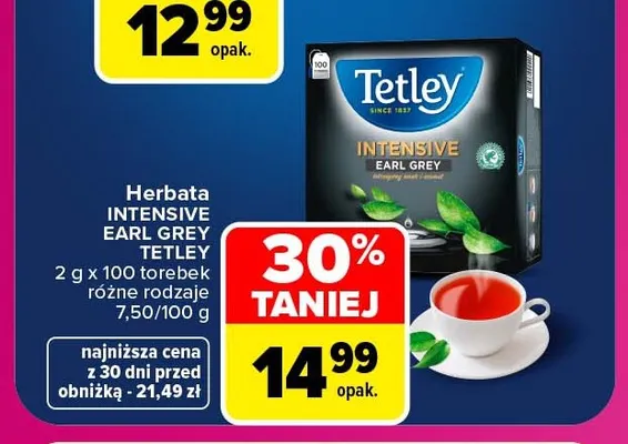 Herbata Intensive Earl Grey Tetley promocja w Carrefour