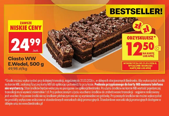 Ciasto WW E.Wedel promocja w Biedronka