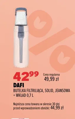 Butelka filtrująca Solid jeansowa + wkład 0,7 l Dafi promocja w Drogerie Natura