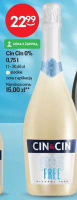 Wino musujące bezalkoholowe Cin&Cin Free słodkie 0% promocja w Żabka