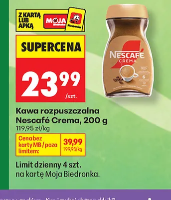 Kawa rozpuszczalna Nescafé Crema promocja w Biedronka