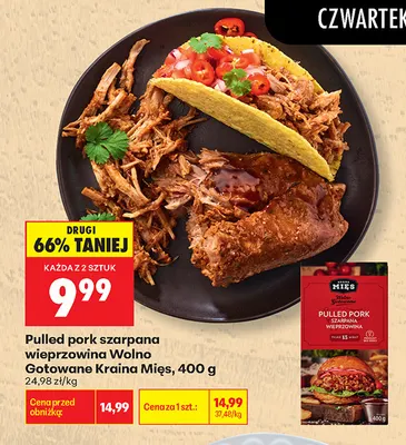 Pulled pork szarpana wieprzowina Wolno Gotowane Kraina Mięs promocja w Biedronka