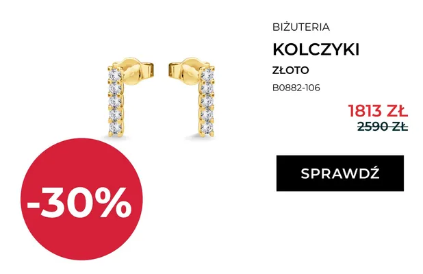 Kolczyki złote Briju promocja w Briju