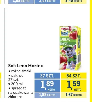 Sok Leon Hortex 54-pak 200 ml promocja w Makro