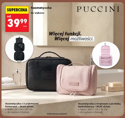 Kosmetyczka z wnętrzem z powłoką hydrofobową Puccini promocja w Biedronka