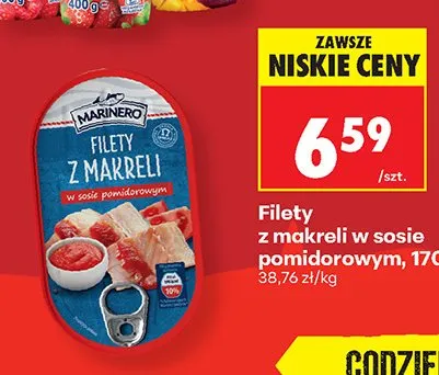Filety z makreli w sosie pomidorowym Marinero promocja w Biedronka