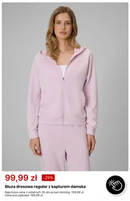 Bluza dresowa regular z kapturem damska promocja w 4F