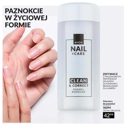 Zmywacz do paznokci Avon Nail + Care Clean & Correct promocja w AVON