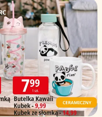 Butelka Kawaii Kubek - 9,99; Kubek ze słomką - 14,99 promocja w Leclerc
