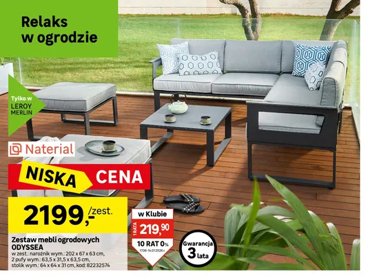 Zestaw mebli ogrodowych Naterial Odyssea promocja w Leroy Merlin