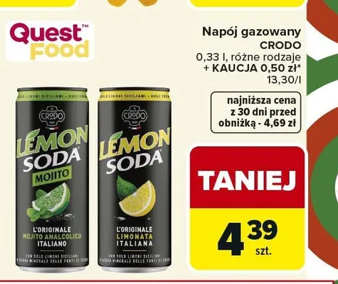 Napój gazowany CRODO Lemon Soda Mojito promocja w Carrefour Market