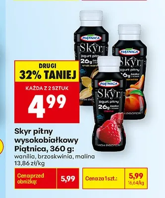 Skyr pitny wysokobiałkowy Piątnica malina promocja w Biedronka
