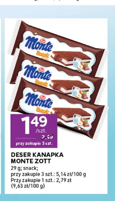Deser kanapka Monte Zott promocja w Stokrotka