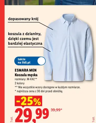 Koszula męska z dzianiny promocja w Lidl