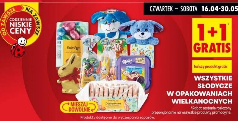 Wszystkie słodycze w opakowaniach wielkanocnych promocja w Biedronka