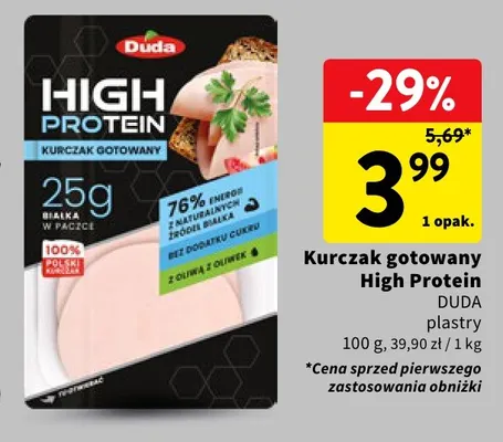 Kurczak gotowany High Protein Duda plastry promocja w Intermarche