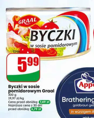 Byczki w sosie pomidorowym Graal promocja w Dino