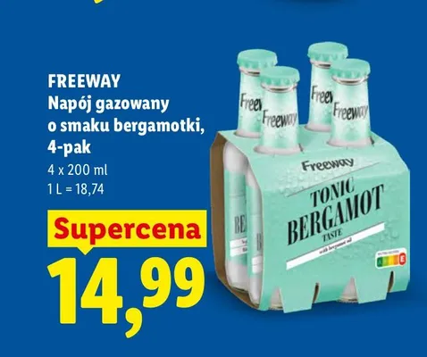 Napój gazowany o smaku bergamotki Freeway 4-pak promocja w Lidl