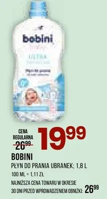 Płyn do prania ubranek Bobini Ultra 1,8l promocja w Drogerie Natura