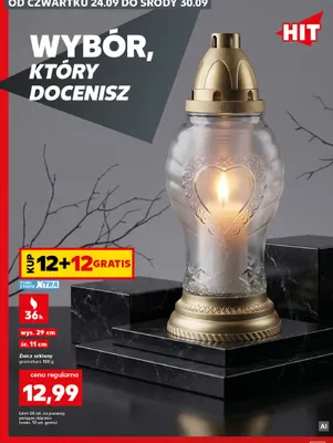 Znicz szklany 80 g 28 h promocja w Kaufland