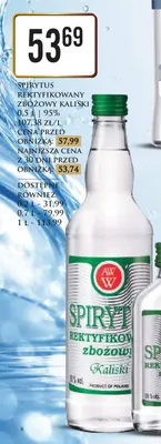 Spirytus rektyfikowany zbożowy Kaliski promocja w Dino