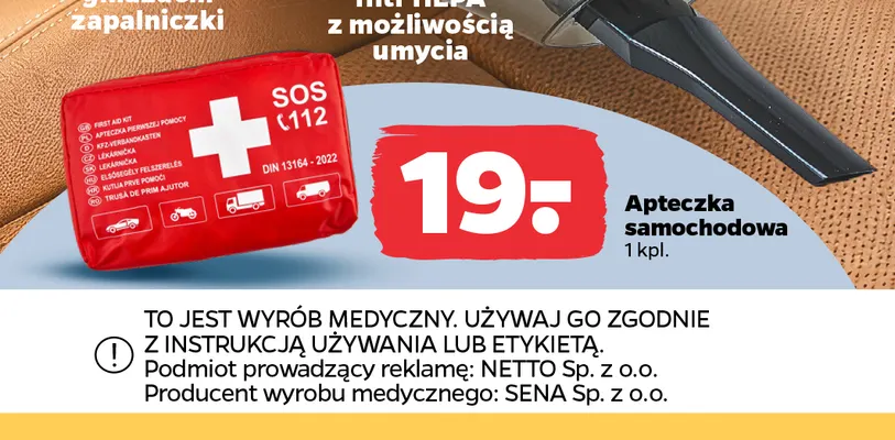 Apteczka samochodowa DIN 13164 promocja w Netto
