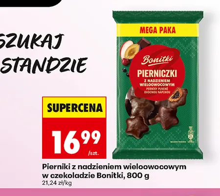 Pierniki z nadzieniem wieloowocowym w czekoladzie Bonitki promocja w Biedronka