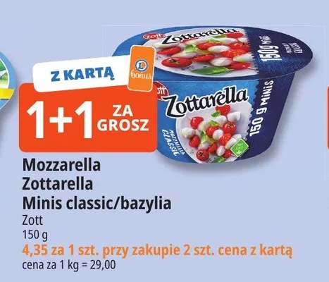 Ser Mozzarella Zottarella Minis bazylia Zott promocja w Leclerc