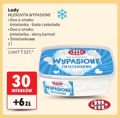 Lody Mlekovita Wypasione Duo o smaku śmietanka - słony karmel promocja w Intermarche