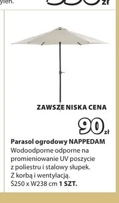 Parasol ogrodowy NAPPEDAM promocja w Jysk