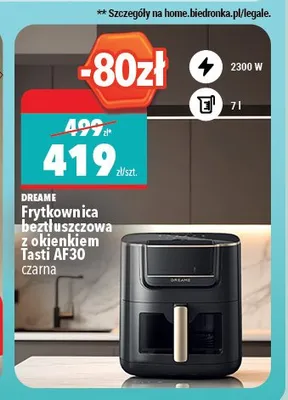 Frytkownica beztłuszczowa z okienkiem DREAME Tasti AF30 czarna promocja w Biedronka Home