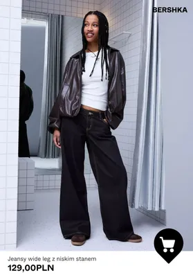 Jeansy wide leg z niskim stanem Bershka promocja w Bershka